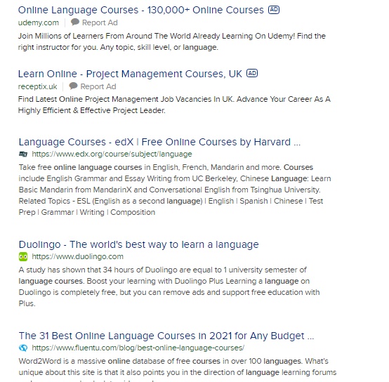 Web site title examples SERPS results for importance of title tags